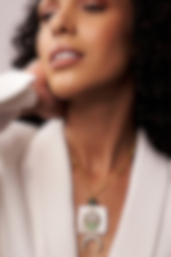 Gold Finish Kundan Polki & Green Agate Long Necklace by Joules By Radhika at Pernia's Pop Up Shop