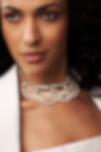 Gold Finish Kundan Polki & Pearl Long Necklace by Joules By Radhika at Pernia's Pop Up Shop