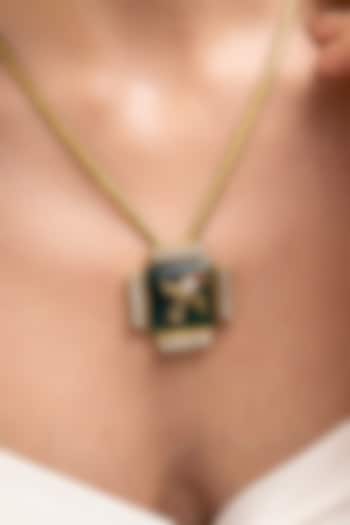 Gold Finish Sparrow Motif & Pearl Pendant Necklace by Joules By Radhika at Pernia's Pop Up Shop