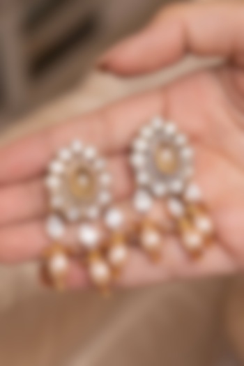 Gold Finish Kundan Polki Dangler Earrings by Joules By Radhika at Pernia's Pop Up Shop