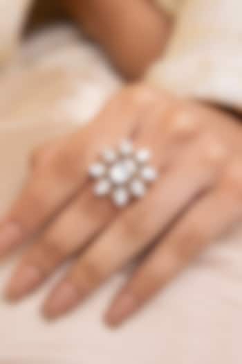 Gold Finish Teardrop Stone Ring by Joules By Radhika at Pernia's Pop Up Shop