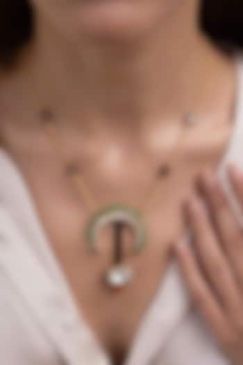 Gold Finish Pink Beaded Pendant Necklace by Joules By Radhika at Pernia's Pop Up Shop