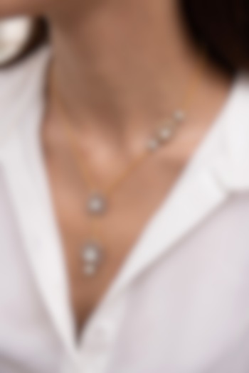 Gold Finish Kundan Polki & Pearl Pendant Necklace by Joules By Radhika at Pernia's Pop Up Shop