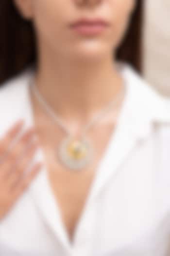 Gold Finish Kundan Polki & Crystal Necklace by Joules By Radhika at Pernia's Pop Up Shop