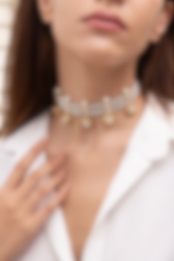 Gold Finish Pearl Choker Necklace by Joules By Radhika at Pernia's Pop Up Shop