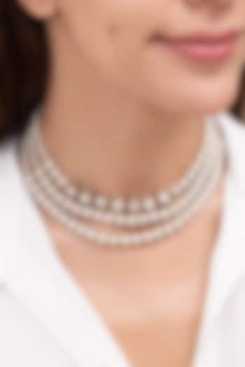 Gold Finish Pearl Layered Choker Necklace by Joules By Radhika at Pernia's Pop Up Shop