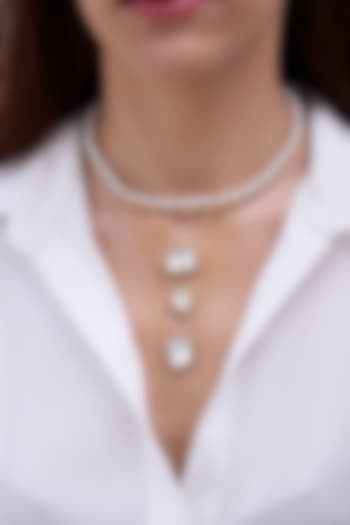 Gold Finish Pearl & Mirror Necklace by Joules By Radhika at Pernia's Pop Up Shop