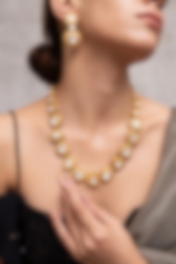 Gold Finish Sphere Necklace Set by Joules By Radhika at Pernia's Pop Up Shop