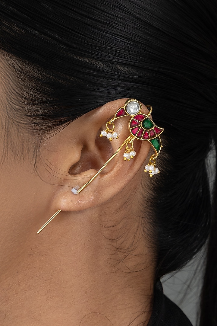 Gold Finish Brass Ravika Earcuffs by Joules By Radhika at Pernia's Pop Up Shop