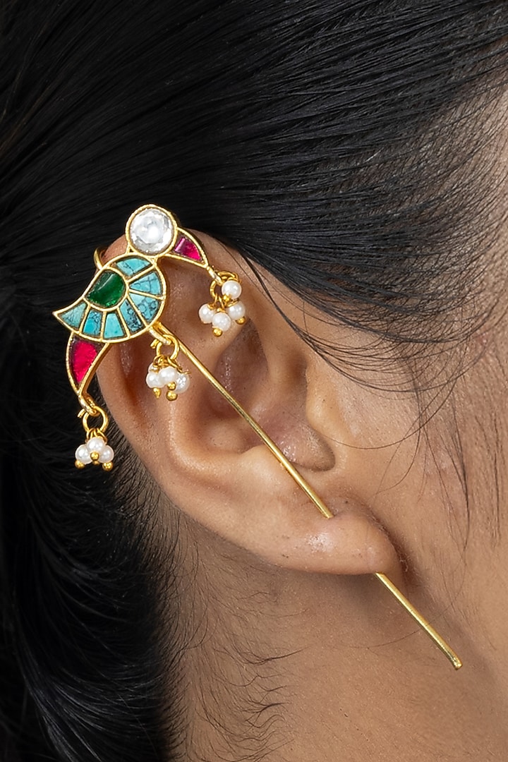 Gold Finish Brass Tavina Earcuffs by Joules By Radhika at Pernia's Pop Up Shop