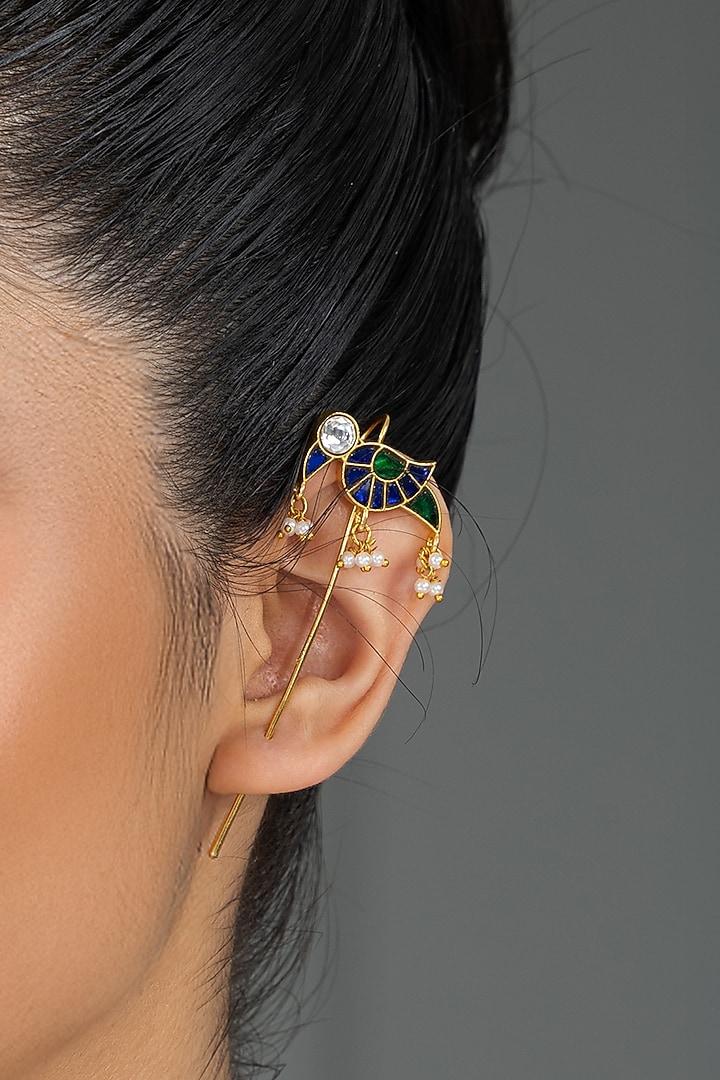 Gold Finish Brass Vyra Earcuffs by Joules By Radhika at Pernia's Pop Up Shop