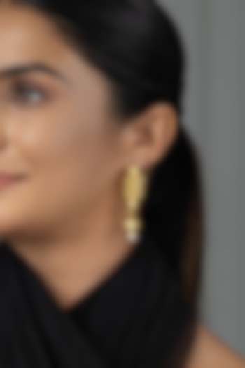 Gold Finish Brass Saniya Drop Earrings by Joules By Radhika at Pernia's Pop Up Shop