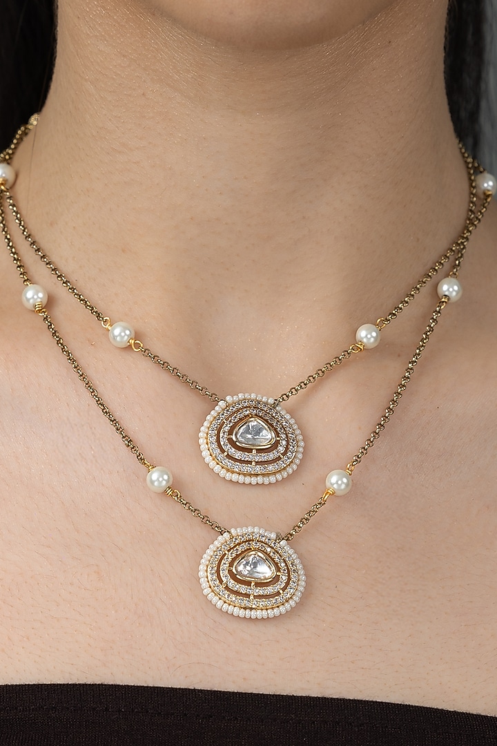 Gold Finish Brass Myvra Long Necklace by Joules By Radhika at Pernia's Pop Up Shop