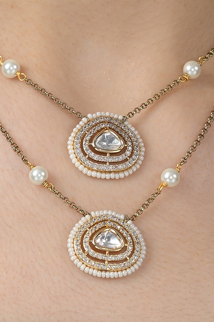 Gold Finish Brass Myvra Long Necklace by Joules By Radhika at Pernia's Pop Up Shop