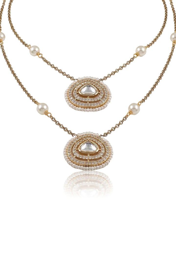 Gold Finish Brass Myvra Long Necklace by Joules By Radhika at Pernia's Pop Up Shop