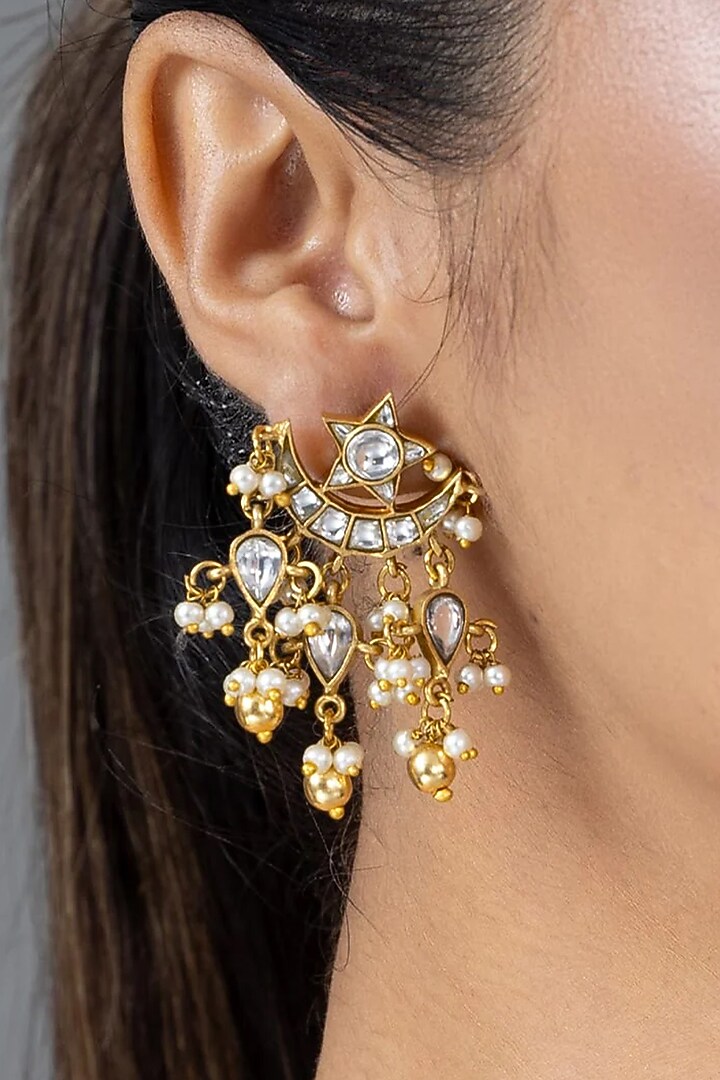 Gold Finish Stone Necklace Set by Joules By Radhika at Pernia's Pop Up Shop
