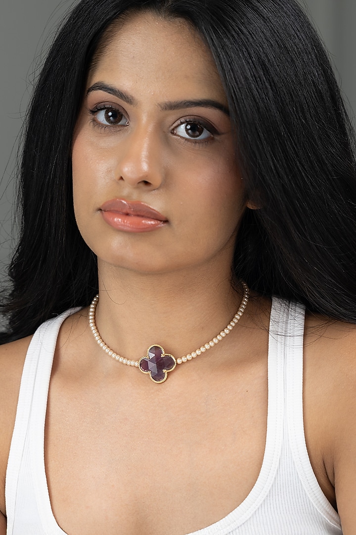 Gold Finish Brass VIhana Necklace by Joules By Radhika at Pernia's Pop Up Shop