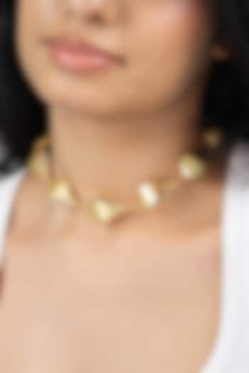 Gold Finish Brass Nivara Necklace by Joules By Radhika at Pernia's Pop Up Shop