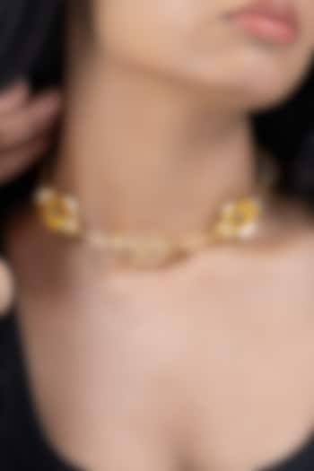 Gold Finish Brass Layana Long Necklace by Joules By Radhika at Pernia's Pop Up Shop