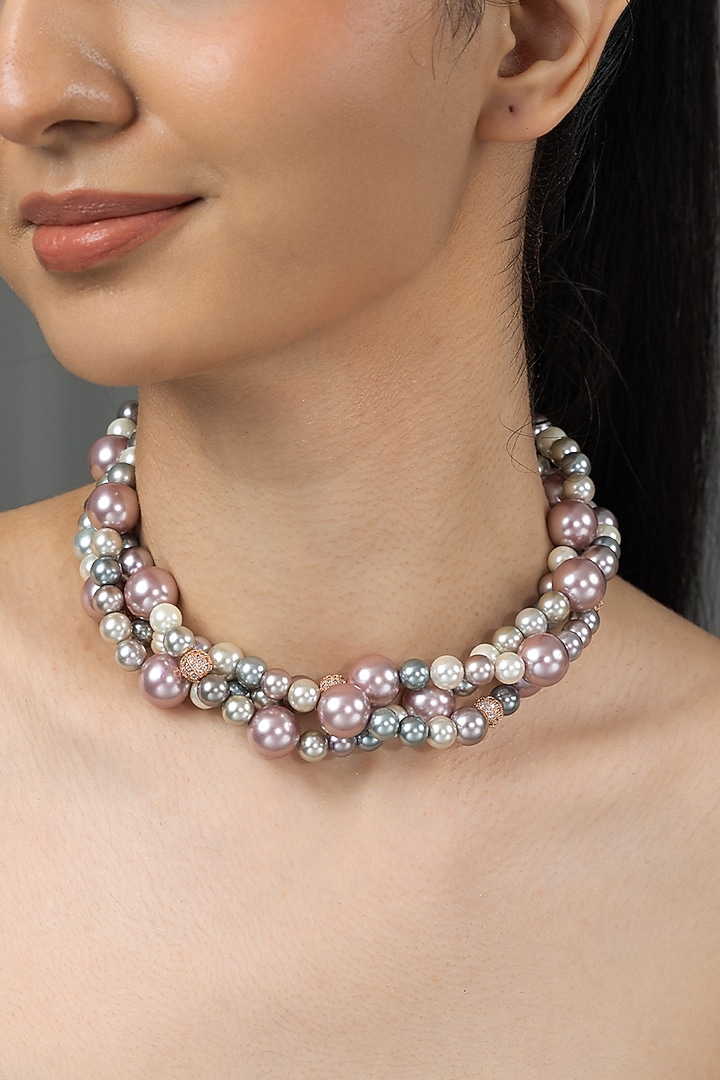 Gold Finish Pearl Nayara Necklace by Joules By Radhika at Pernia's Pop Up Shop