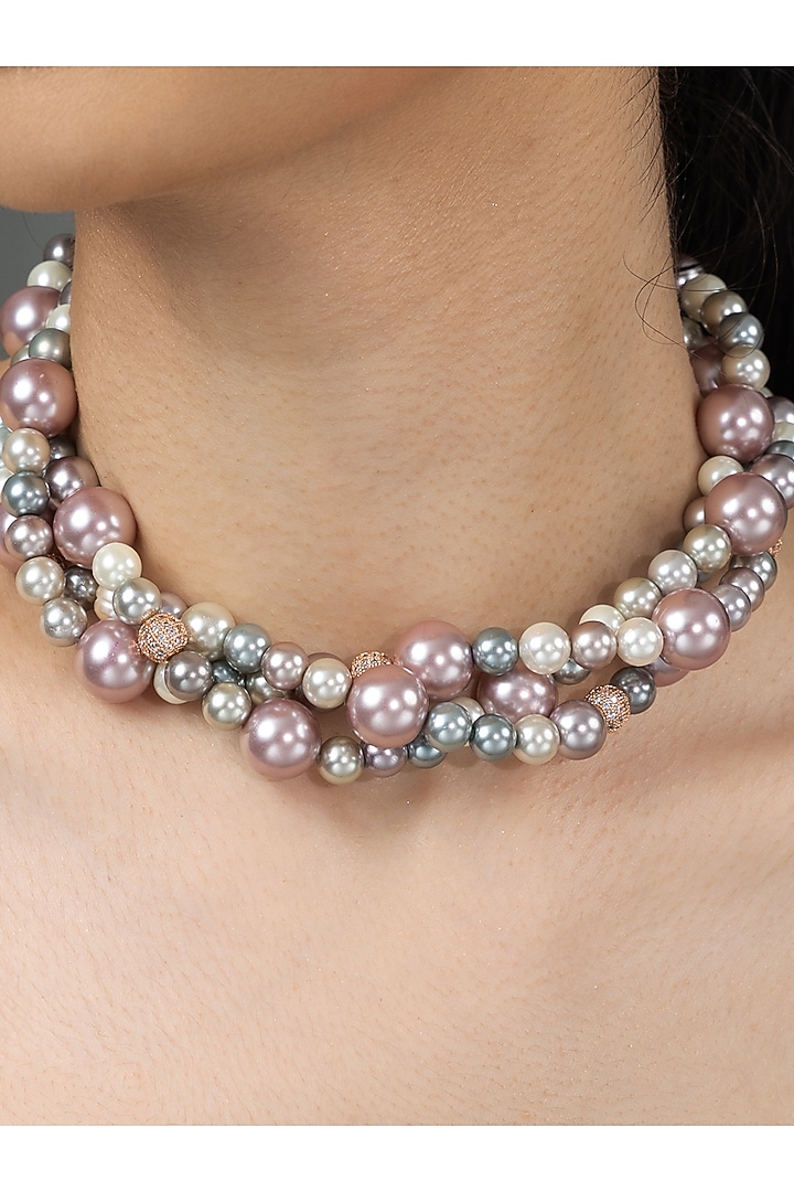 Gold Finish Pearl Nayara Necklace by Joules By Radhika at Pernia's Pop Up Shop