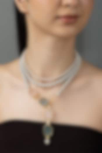 Gold Finish Mother Of Pearl Neyana Necklace by Joules By Radhika at Pernia's Pop Up Shop