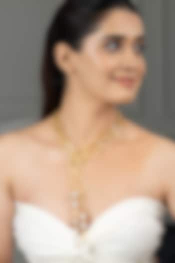 Gold Finish Brass kiyara Long Necklace by Joules By Radhika at Pernia's Pop Up Shop