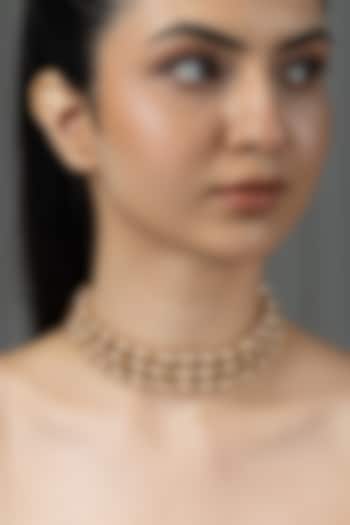 Gold Finish Brass Vamika Choker Necklace by Joules By Radhika at Pernia's Pop Up Shop