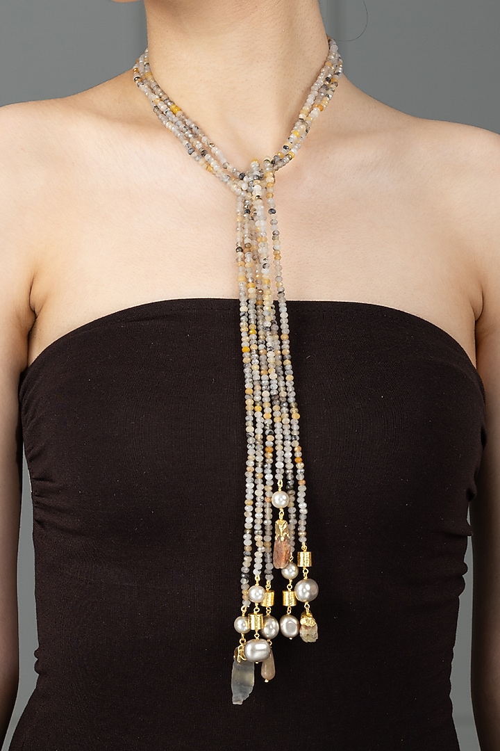 Gold Finish Pearl Nayesha Necklace by Joules By Radhika at Pernia's Pop Up Shop