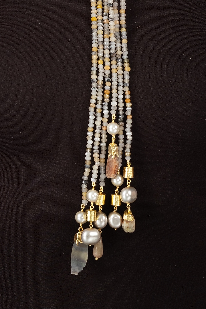 Gold Finish Pearl Nayesha Necklace by Joules By Radhika at Pernia's Pop Up Shop