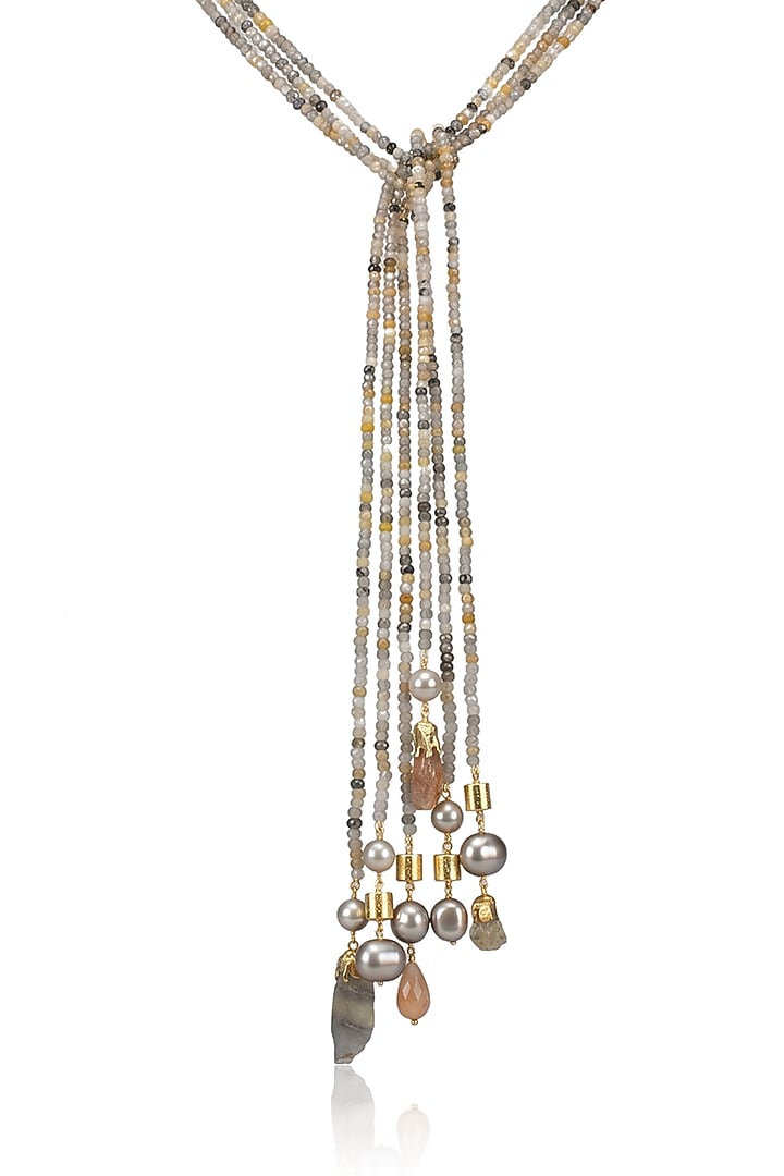 Gold Finish Pearl Nayesha Necklace by Joules By Radhika at Pernia's Pop Up Shop