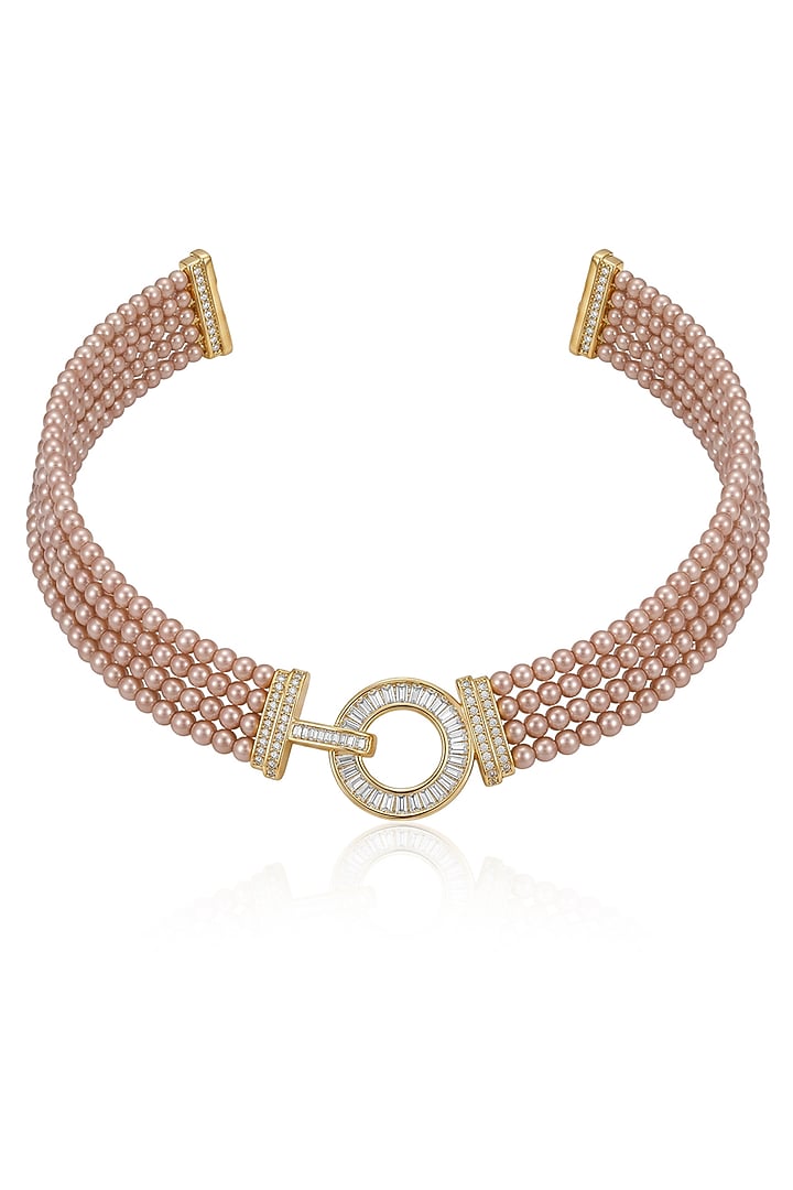 Gold Finish Pearl Tanaya Necklace by Joules By Radhika at Pernia's Pop Up Shop