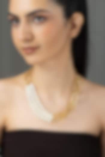 Gold Finish Pearl Yavina Necklace by Joules By Radhika at Pernia's Pop Up Shop