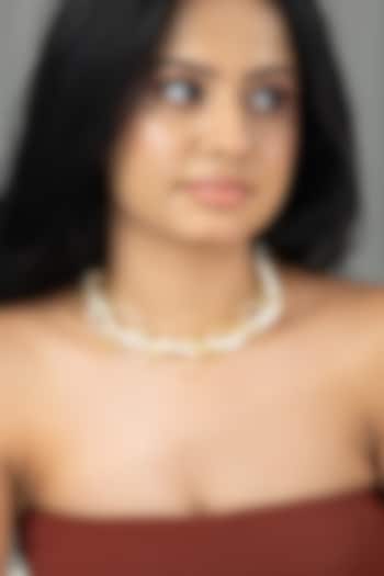 Gold Finish Pearl Samvika Necklace by Joules By Radhika at Pernia's Pop Up Shop