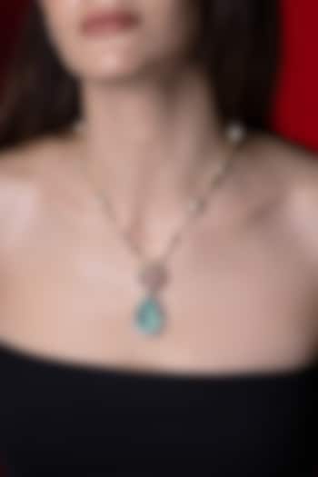 Gold Finish Green Stone Necklace by Joules By Radhika at Pernia's Pop Up Shop