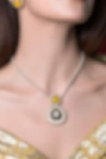 Gold Finish Grey Stone Necklace by Joules By Radhika at Pernia's Pop Up Shop