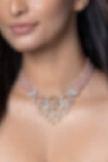 Gold Finish Pink Stone Necklace Set by Joules By Radhika at Pernia's Pop Up Shop