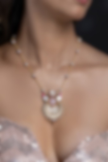 Gold Finish Brass Necklace Set by Joules By Radhika at Pernia's Pop Up Shop