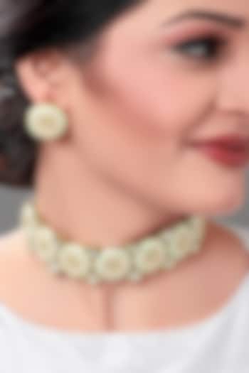 Gold Finish Meenakari Polki Necklace Set by Joules By Radhika at Pernia's Pop Up Shop