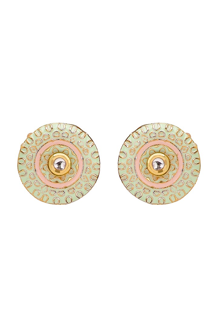 Gold Finish Meenakari Polki Necklace Set by Joules By Radhika at Pernia's Pop Up Shop