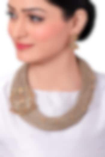 Antique Gold Finish Jute Thread Necklace Set by Joules By Radhika at Pernia's Pop Up Shop