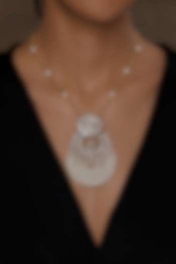 Gold Finish Kundan Polki & Pearl Pendant Necklace by Joules By Radhika at Pernia's Pop Up Shop