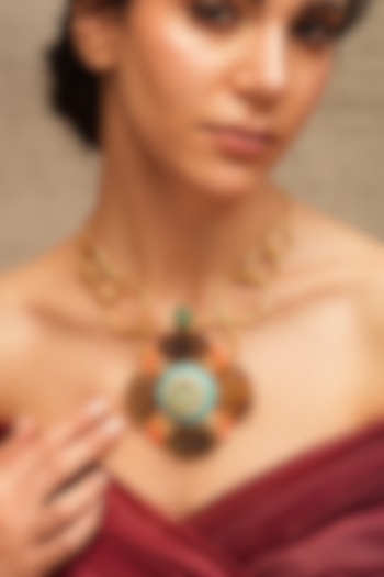 Gold Finish Chain Pendant Necklace by Joules By Radhika at Pernia's Pop Up Shop