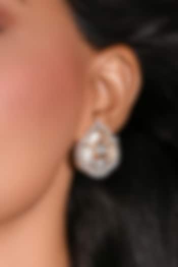 Gold Finish Kundan Polki Stud Earrings by Joules By Radhika at Pernia's Pop Up Shop