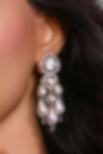 Gold Finish Kundan Polki Dangler Earrings by Joules By Radhika at Pernia's Pop Up Shop