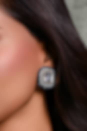 Gold Finish Stone Stud Earrings by Joules By Radhika at Pernia's Pop Up Shop