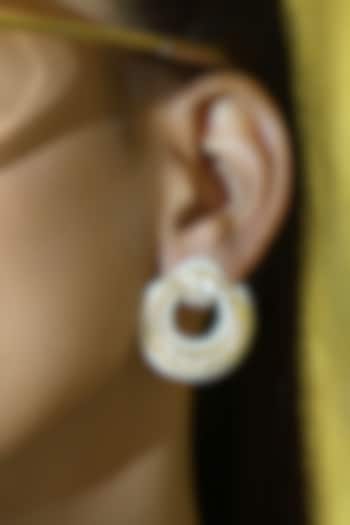 Gold Finish Stone Stud Earrings by Joules By Radhika at Pernia's Pop Up Shop