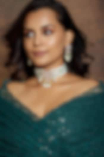 Gold Finish Kundan Polki & Agate Drop Stud Earrings by Joules By Radhika at Pernia's Pop Up Shop