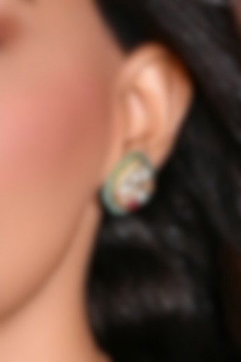 Gold Finish Lotus Stud Earrings by Joules By Radhika at Pernia's Pop Up Shop