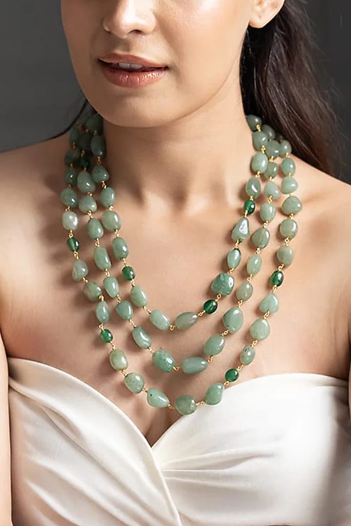 Green Aventurine Tumbled Stone Mala by Joules By Radhika at Pernia's Pop Up Shop